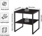 Small Table Stand with Adjustable Storage Shelf 20 inch, Square Coffee Tea Table, Dorm Fridge Stand, Large Printer Stand Table for Office Black YD-TM153B