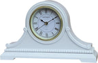 Mantel Clocks, Battery Operated, Silent Wood Table Clock with Westminster Chimes On The Hour, Solid Wooden Shelf Chiming Mantle Clock, 9" x 16" x 3" (White - Roman Numerals)