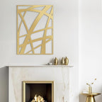 SIGNLEADER Metal Wall Art Decor Gold Line Abstract Geometric Minimalist Modern Abstract Wall Sculpture Hangings Home Decoration for Living Room, Bedroom, Bathroom, Kitchen, Outdoor - 18" Gold