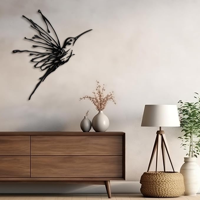SIGNLEADER Metal Wall Art Decor Flying Bird Minimalist Modern Abstract Wall Sculpture Hangings Home Decoration for Living Room, Bedroom, Bathroom, Kitchen, Outdoor - 18" Black