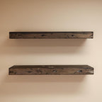 Urbandi Rustic Distressed Floating Shelves, Set of 2, Handmade Out of Pine Wood, 3 Inch Thick, Made in USA (Jacobean, 36Lx3Hx8D)