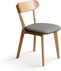100% Solid Oak Dining Chairs, Mid Century Modern Dining Chair with Curved Backrest, Fabric Upholstered Dining Chairs for Kitchen, Study, Living Room (1, Original Wood-Dark Gray Cushion)