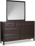 Signature Design by Ashley Vanmore Contemporary 7-Drawer Dresser and Mirror with Anti-Tipping Restraint, Dark Brown