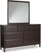 Signature Design by Ashley Vanmore Contemporary 7-Drawer Dresser and Mirror with Anti-Tipping Restraint, Dark Brown