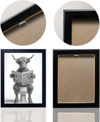 Funny Highland Cow Bathroom Wall Art - Framed Black and White Bathroom Wall Decor, Humorous Cow Picture Wall Decor with Cute Animal Canvas, Modern Farmhouse Style Restroom Sign Art for Toilet & Washroom 8"x10"