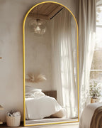 Suidia Arched Full Length Mirror, 71"x28" Floor Mirror Freestanding, Floor Standing Full Body Mirror with Stand for Bedroom, Hanging Leaning Mounted for Living Room Cloakroom, Gold