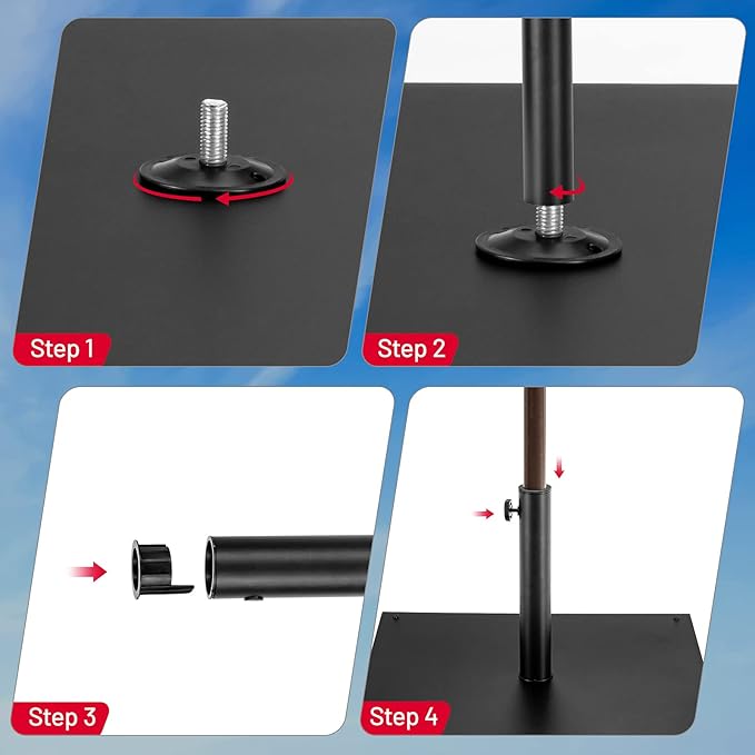 Giantex Square Umbrella Base, 40 LBS Steel Heavy Duty Patio Market Umbrella Stand with 2 Adapters, 25 Inch Outdoor Plate Stand with Adjustable Foot, Suitable for Backyard, Deck, Poolside, Patio