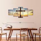 Elephant Stock Holy Cross Wall Art Multi Piece Canvas - 5 Panel Christian Pictures Decor - Digital Design Canvas Print - Christian Wall Decor - 80" X 36"