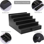 5 Tier Cologne Organizer for Men - Wooden Black Cologne Perfume Display Stand with Drawer and Hidden Compartment, Mens Cologne Holder Shelf for Organizing and Storing