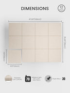 Bumusty Large Cork Board 48" x 36" Alternative - 12 Pack Felt Wall Tiles with 70 Safe Removable Adhesive Tabs, 30 Pushpins, Cork Boards for Walls Pin Board Bulletin Board Office Decor (Oatmeal)