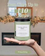 M&SENSE Eucalyptus & Mint Candles Home Scented, Natural Non Toxic Soy Candle, 19.4oz 110H Long Lasting Aromatherapy Candle for Stress Relief, Meditation, Spa, Relaxing Gifts for Men Women
