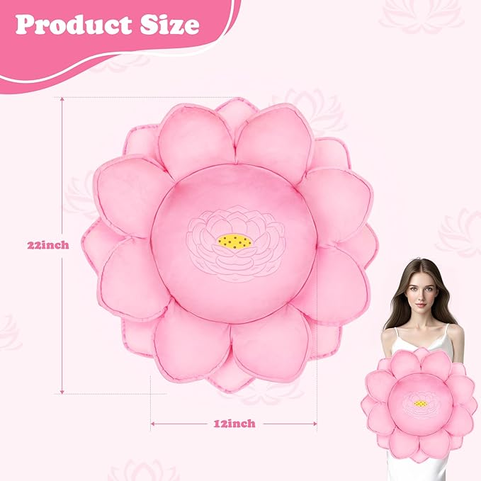 Lotus Flower Floor Pillows, Large Cushion Inspired by Lotus Flower Design, Decorative Seating for Living Room, Bedroom, and Lounge, Soft Washable Floor Cushion for Relaxation, and Family Activities
