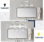 Crystal Modern Bathroom Light Fixtures, 3-Light Brushed Nickel Bathroom Vanity Wall Light, Vanity Lights for Mirror, Restroom, Bedroom (E26 Socket, Bulbs Not Included)