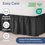 Wrap Around Dust Ruffle Bed Skirt - Black - for Full Size Beds with 21 Inch Drop - Easy Fit Elastic Strap - Adjustable Pleated Bedskirt w/Brushed Fabric - Wrinkle Free - for Women, Men, Kids & Teens