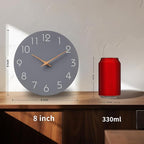 Mosewa Wall Clock 8 Inch Gray Battery Operated Silent Non Ticking Simple Modern Clock Decorative for Bedroom Living Room Kitchen Home Bathroom Office