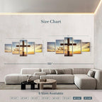 Elephant Stock Holy Cross Wall Art Multi Piece Canvas - 5 Panel Christian Pictures Decor - Digital Design Canvas Print - Christian Wall Decor - 92" X 42"