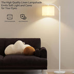 SUNMORY Arc Floor Lamp, Modern Floor Lamp with 9W 3 Color Temperatures Bulb, Metal Standing Lamps with Adjustable Hanging Lampshade, Tall Floor Lamps for Living Room, Bedroom, Office (White)