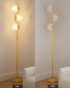 60IN Dimmable Gold Standing Lamps, Ice Crystal Modern Floor Lamp with 3000K G9 Bulbs Included, Mid Century Vintage Globe Floor Lamp for Living Room