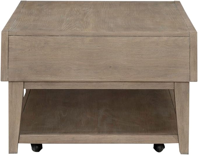 Liberty Furniture Brentwood Cocktail Table with Drawer Storage for Living Room - Sandstone Oak Wood