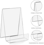 ZOEY Acrylic Book Easel Stand with Ledge Clear Easels Plate - 5 Pack for Books Display, Music Sheets, Artworks, CD, Tablet Holder (Small)