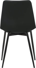 Armen Living Monte Mid Century Modern Dining Accent Chair for Table Kitchen Desk Vanity in Black Faux Leather with Black Metal Legs