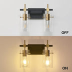 SOLFART Vintage Vanity Light Fixtures Wall Light for Bathroom Over Mirror Light with Glass Shade Light Fixtures (2 Lights-Exclude Bulb)