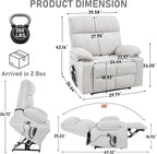 Oversized Recliner Electric Lift Chair, Power Lift Recliner for Big and Tall, 180° Lay-Flat and Assisted Standing, Extra Large Sofa with 8-Point Massage & Heating, Medium-Soft, Beige