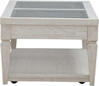 Liberty Furniture Caruso Heights Cocktail Table with Glass Top, Wheeled - Whitestone Oak Wood