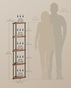 SONGMICS HOME Superfast Toolless Assembly, Corner Shelf Stand, 5-Tier Corner Standing Shelf, Living Room, Bedroom, Kitchen, 15 x 10.6 x 54.7 Inches, Rustic Brown ULBC610K01