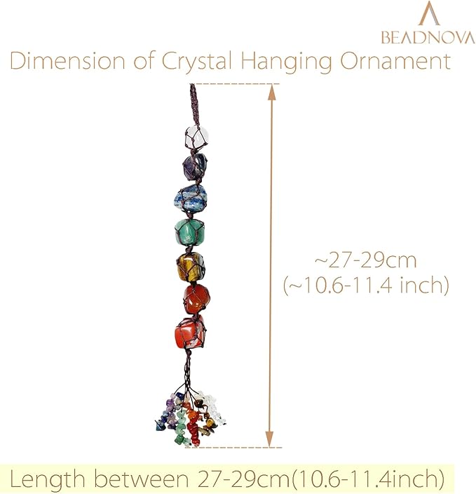 BEADNOVA 7 Chakra Decor Crystal Car Hanging Ornament Reiki Gifts Spiritual Gifts Feng Shui Ornament Zen Wall Decor for Home Decoration Yoga Meditation Car Decoration