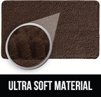 KANGAROO Bathroom Rugs, Chenille Soft Absorbent Bath Rug, Shaggy Shower Mat, Quick Dry Machine Wash Bathmat, Plush Carpet Mats for Tub, Bathtub and Room Home Decor Accessories, 36x24, Brown
