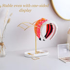 Headband Holder with Ceramic Jewelry Tray,Headband Organizer for Women Girls,Hair Hoop Band Ear Display Stand,Aesthetic Vanity Hair Accessories Organizer for College Dorm Room Gold Decor