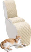 Reclining Sectional Couch Covers Velvet L Shape Recliner Sofa Middle Console Cover for Dogs Pets Washable Anti Slip 1 Additional Recliner Center Console Slipcovers (1 Console, Beige)