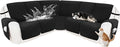 Reclining Sectional Couch Covers 100% Waterproof Velvet L Shape Recliner Couch Covers for Dogs Pets Washable Anti Slip Recliner Slipcovers with Pockets (5 Seat Sofa, Black)
