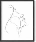 Y2K BOO Minimalist Woman Profile UNFRAMED Wall Art Upward Gaze Continuous Line Drawing Feminine Face 16x20 Inch Heavyweight Paper Studio Decor