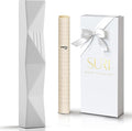SURI Jewish Mezuzah for Door – 4 Inch White Concrete Mezuza Case with Printed Scroll, Fits a 3 Inch Mezuzzah Scroll, Self-Stick Adhesive, Gift Box Included