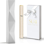 SURI Jewish Mezuzah for Door – 4 Inch White Concrete Mezuza Case with Printed Scroll, Fits a 3 Inch Mezuzzah Scroll, Self-Stick Adhesive, Gift Box Included