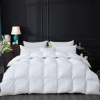 Luxurious Goose Down Feather Fiber Comforter Duvet Insert, Exquisite Solid White Design, Oversize Palatial King White 120 x 98, Premium Baffle Box 100% Egyptian Cotton, 80 oz Fill Weight