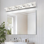OKELI LED Modern Bathroom Vanity Light Fixtures (4-Light, 30-Inch), Brushed Nickel Acrylic Bathroom Wall Lighting Fixtures Over Mirror, 3CCT, ETL Listed, Dimmable