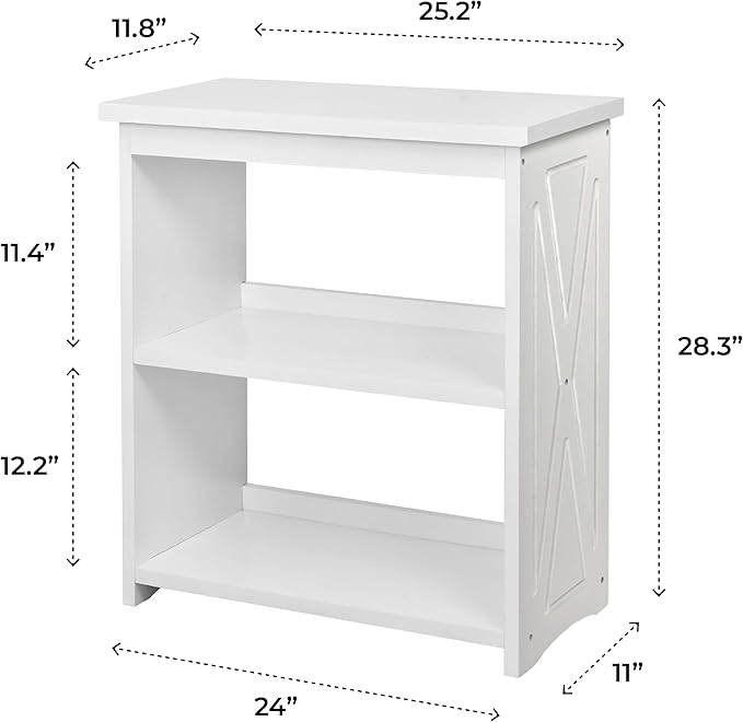 Natural Wood Bookshelf, 3 Tier Bookcase, Freestanding Display Storage Shelves Open Bookshelf for Bedroom, Living Room and Office (Brown, Open Table) (White, Table Open)