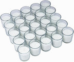 Welburn Veda&Co™ Glass Votive Candles - Pack of 25, Upto 15 Hours Burn Time, 100% Fully Refined Paraffin Wax, Smokeless, Unscented, Dripless, Ideal for Spa Weddings Birthdays, Parties, Centerpieces