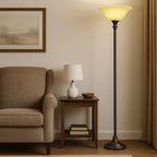 LIGHTACCENTS Alabaster Amber Glass Lamp Shade – Replacement Shade for Floor Lamps with E26 Medium Base Socket – Torchiere Lamp Glass – Amber Swirl Light Shade