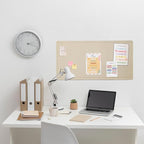 Bulletin Board, 35 x 17 1/2 inches Felt Board - Decorative Pin Board, Cork Board Alternative for Wall, Foldable Self-Adhesive Vision Board Prayer Board with 20 Pushpins Beige Brown