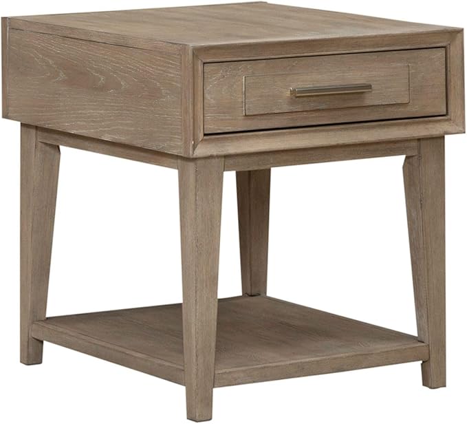 Liberty Furniture Brentwood 3 Piece Living Room Set with Cocktail Table, 2 Drawer End Tables - Sandstone Oak Wood