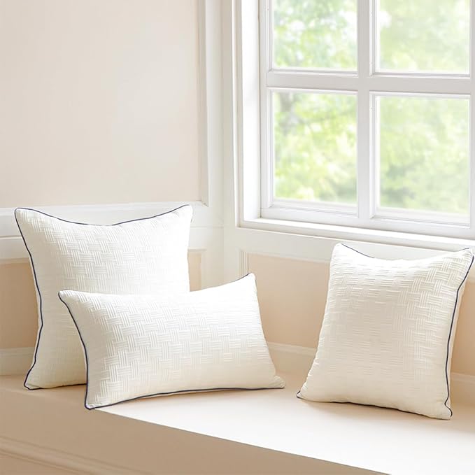 Oubonun 14x36 Pillow Inserts Set of 1 - Rectangle Decorative Throw Pillows for Sofa Couch Bed Living Room Beige 100% Polyester Filling 14 x 36 Inch Lumbar Pillows