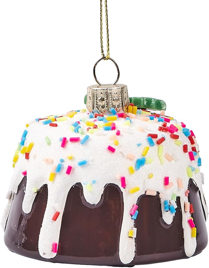 3D Glass Ornaments for Christmas Tree - Chocolate Cake Christmas Tree Decorations for Xmas Home Decor Outdoor Window Centerpiece