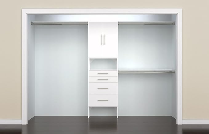 ClosetMaid 1937340 SuiteSymphony Modern 25-Inch Closet Organizer with Shelves, 2-Doors and 4-Drawers, Pure White