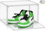 5 Pack Acrylic Shoe Box Size 14, Clear Plastic Stackable Sneaker Shoe Display Case Transparent Storage Bins Handbag Organizer Containers with Magnetic Lids, Figures Collectibles Showcase