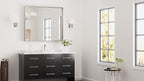 Keonjinn 42 x 36 in Brushed Nickel Mirror for Bathroom Sink, Rectangular Metal Framed Vanity Wall Mirror Square Corner Aluminum Alloy Modern Rectangle Silver Mirror for Over Sink(Horizontal/Vertical)