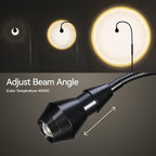 SUNMORY Adjustable LED Beam Floor Lamps for Living Room, Reading Lamp with Flexible Gooseneck, Dimmable Zoomable Spotlight, Work Light, Touch Control, Task Crafting Standing Lamp for Office Bedroom